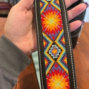 Native American beaded - Black purse - turquoise fringe - beaded strap